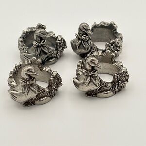 Seagull Pewter Napkin Rings Candle Rings Duck Goose Canada 1986 Set of 4